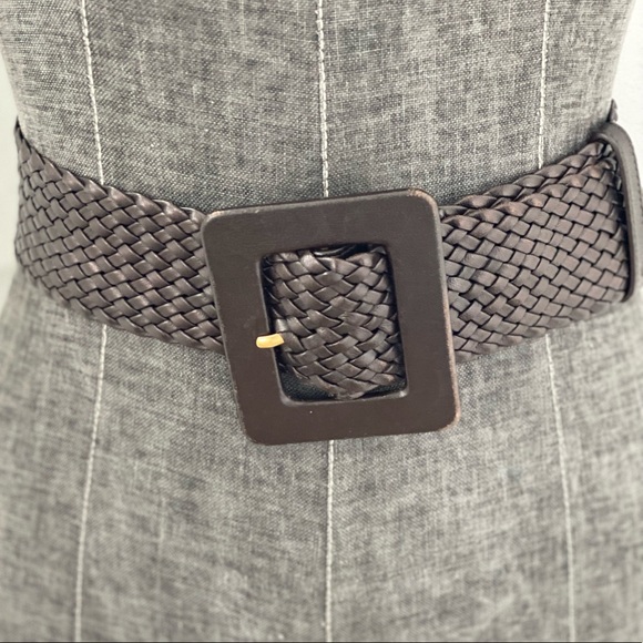 Yves Saint Laurent Brown Basket Weave Woven Belt YSL One Size Fits All Wide Belt - Picture 4 of 5